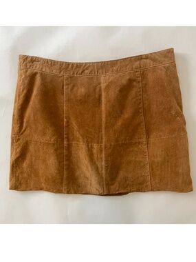 Vintage Chadwicks Tan Suede Mini Skirt Size 12, Genuine Leather 90s Y2k